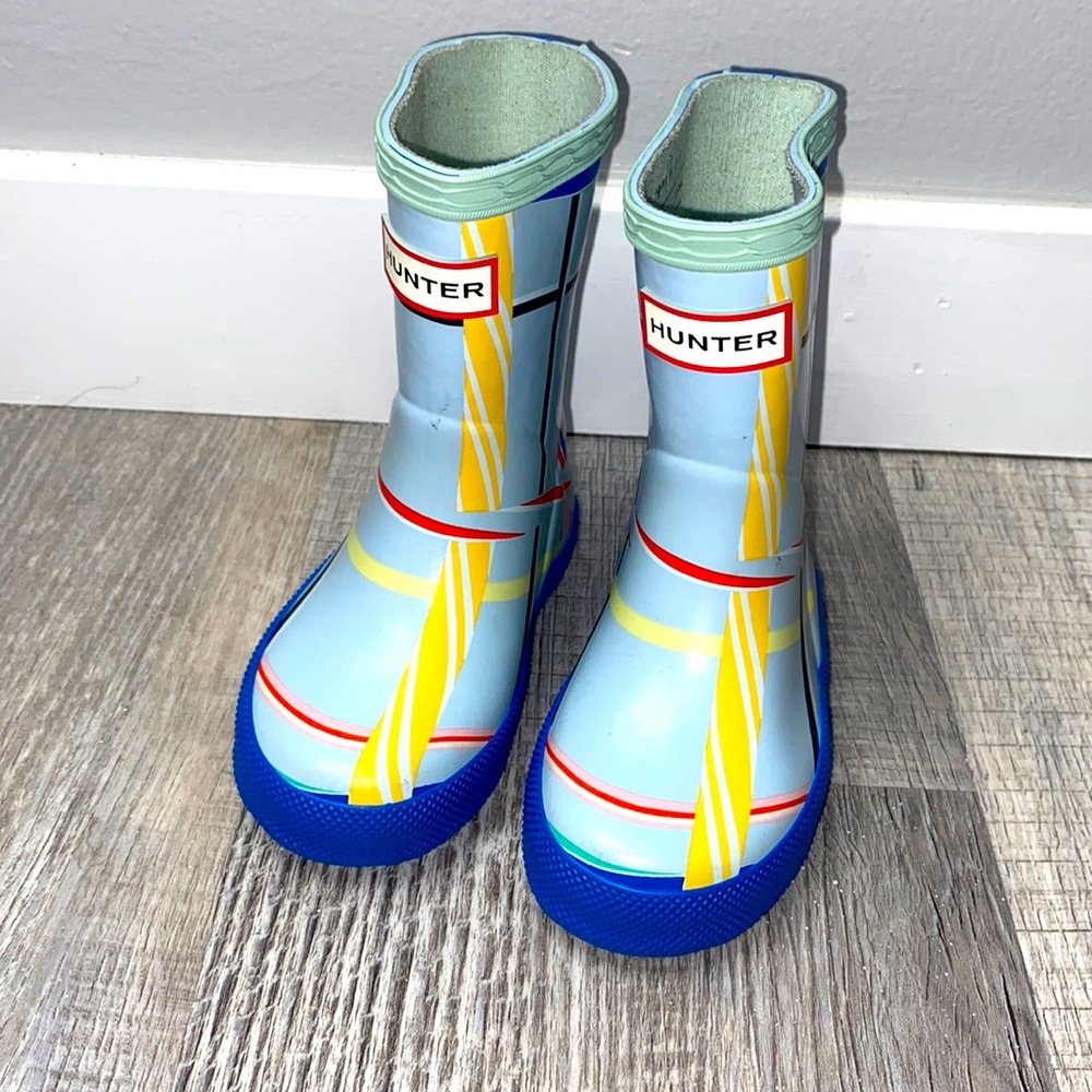 Hunter Kids Boots in Blue and Yellow